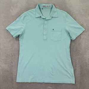 Criquet Mens Medium Slim Fit Players Shirt Organic Cotton Polo Mint Green Casual